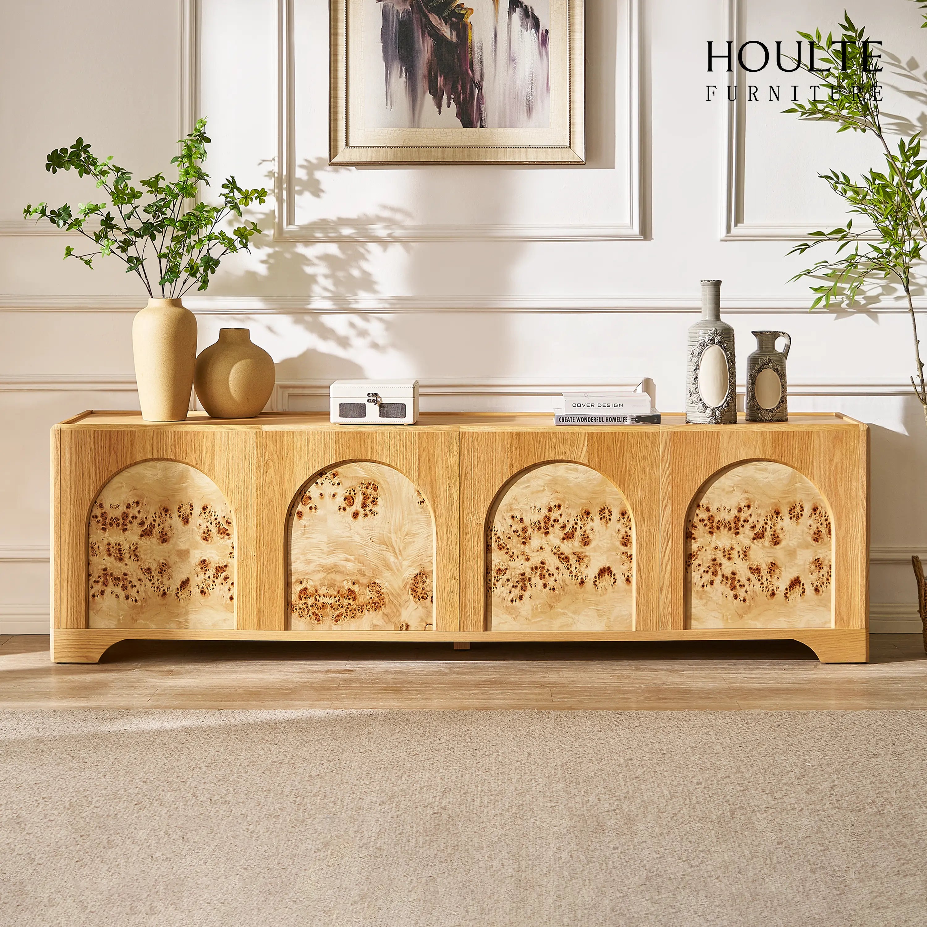 Aurora Oak Media Console 80"