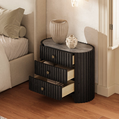 Sinclair Fluted Stone Nightstand 30"W