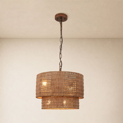 Cavana Rattan Round Pendant 16"D#Finish_Natural