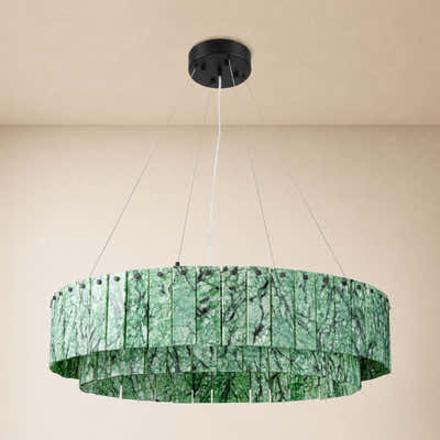 Pietra Verde Stone Tiered Round Chandelier 31.4"D
