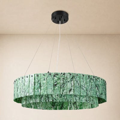 Pietra Forest Green Marble Tiered Round Chandelier 31.4"D