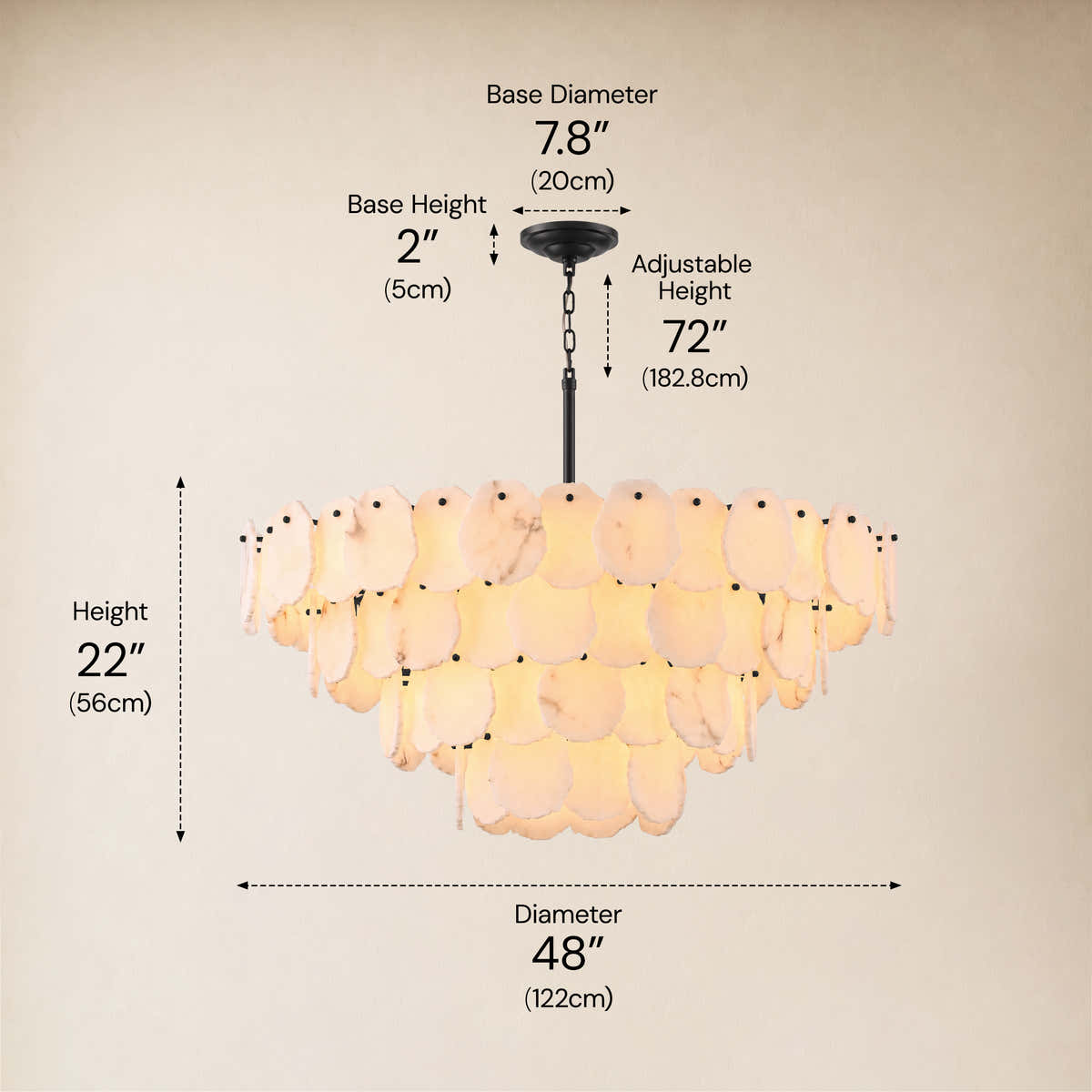 Moira Alabaster Multi-Tier Round Chandelier 48"D dimensions 2
