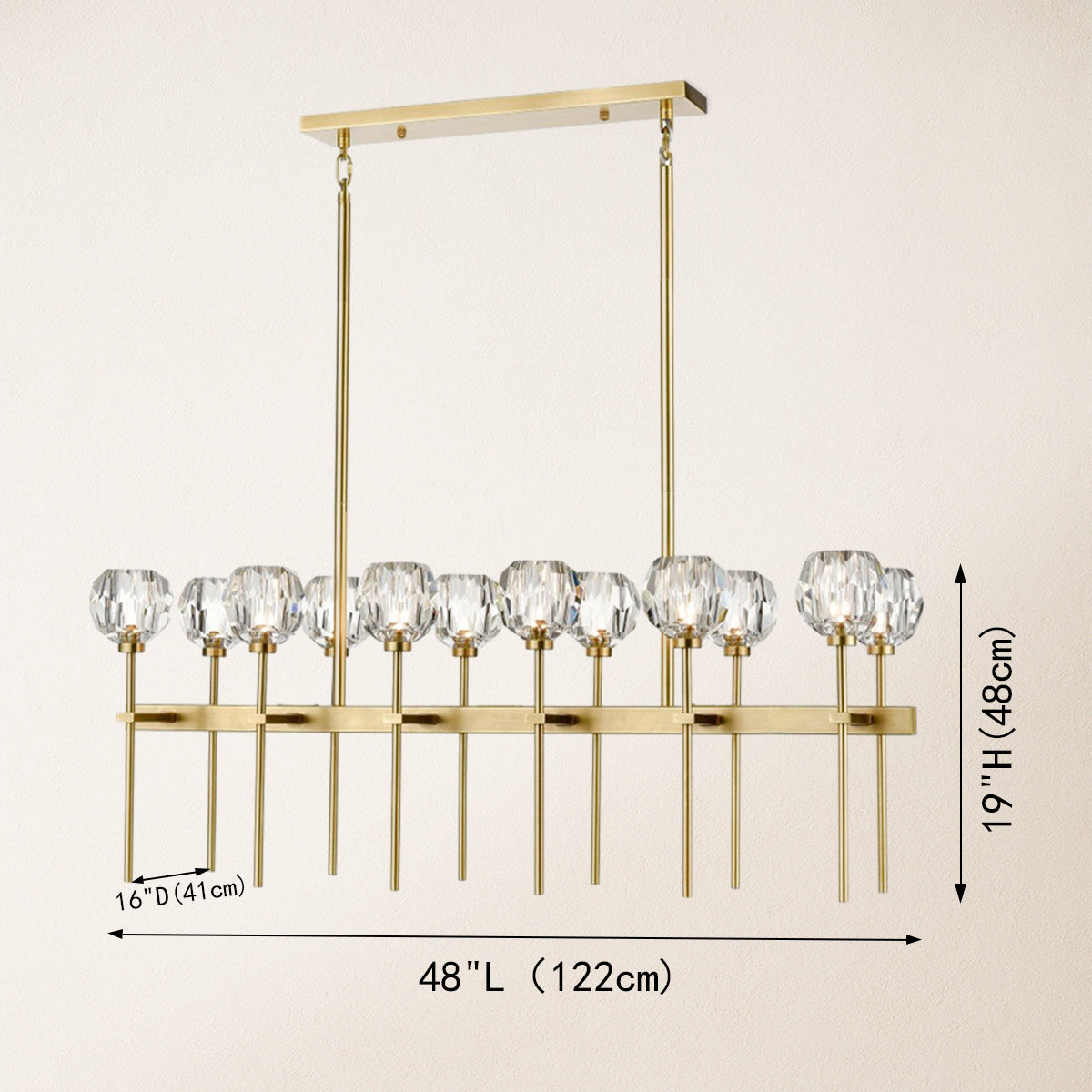 Parisian Crystal Double Linear Chandelier 122 cm L