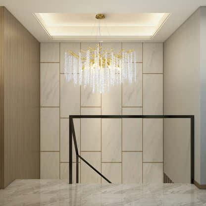 Snow Tree Branch Crystal Chandelier 30"D