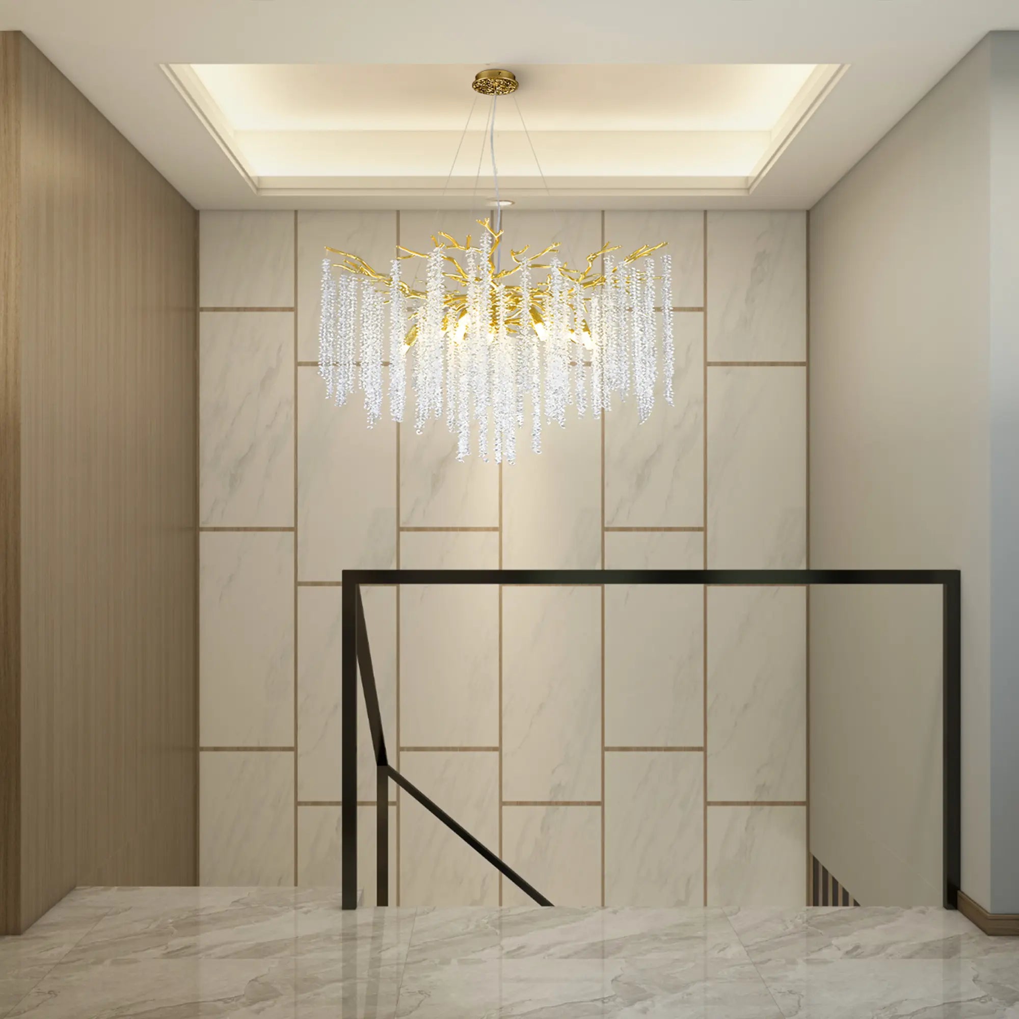 Snow Tree Branch Crystal Chandelier 76cm D