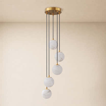 Solindra Resin Alabaster Texture Globe Cascade Chandelier