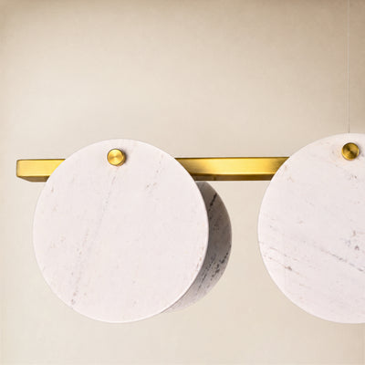 Pietra White Marble Disc Linear Chandelier 47.2"W