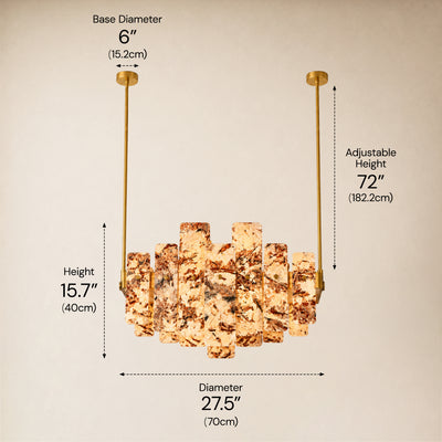 Pietra Amber Marble Panel Chandelier 27.5"W