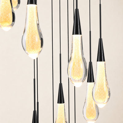 Teardrop Crystal Drop Round Chandelier