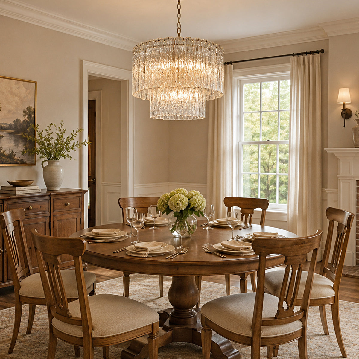 Aurellise Textured Glass Tiered Round Chandelier 36"D