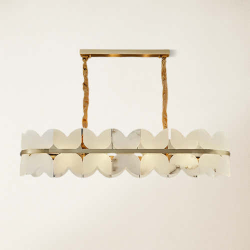 Cloudscape Alabaster Single-Tier Brass Chandelier 100cm W