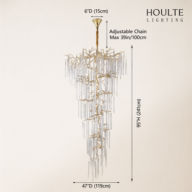 Ice Strip Modern Crystal Tree Branch Staircase Chandelier 240cm