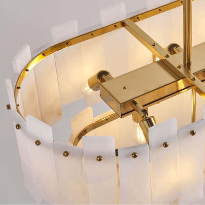 Nivislight Alabaster 2-Tier Rectangular Chandelier 101cm D