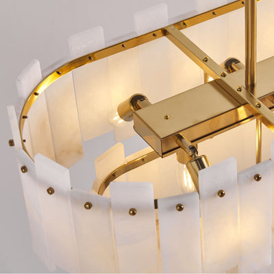 Nivislight Alabaster 2-Tier Rectangular Chandelier 101cm D