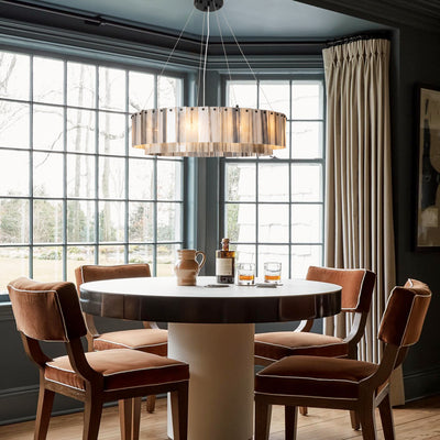 Pietra Golden Strata Marble Round Drum Chandelier 23.6"D