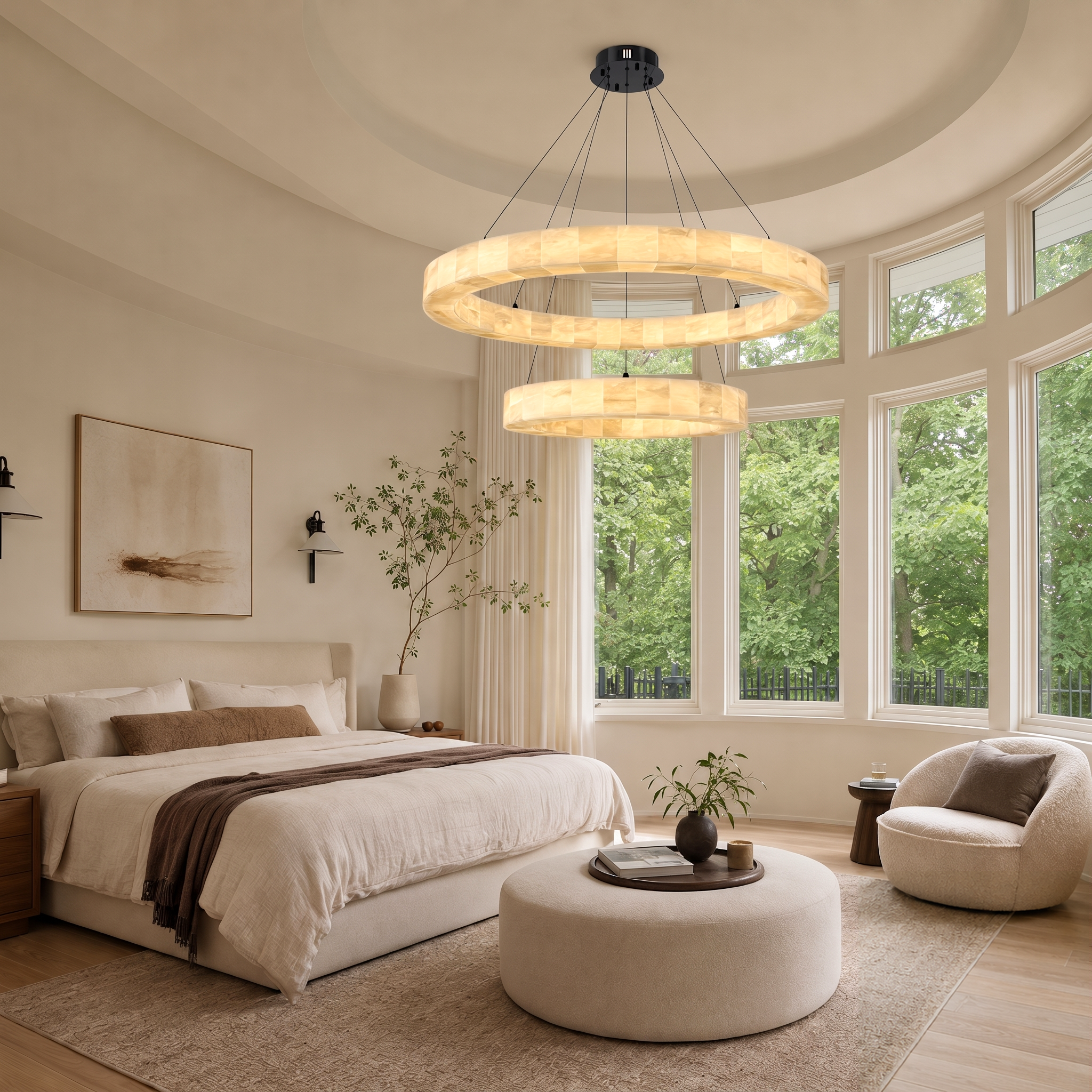 Soluna Alabaster 2 Tiered Custom Round Chandelier