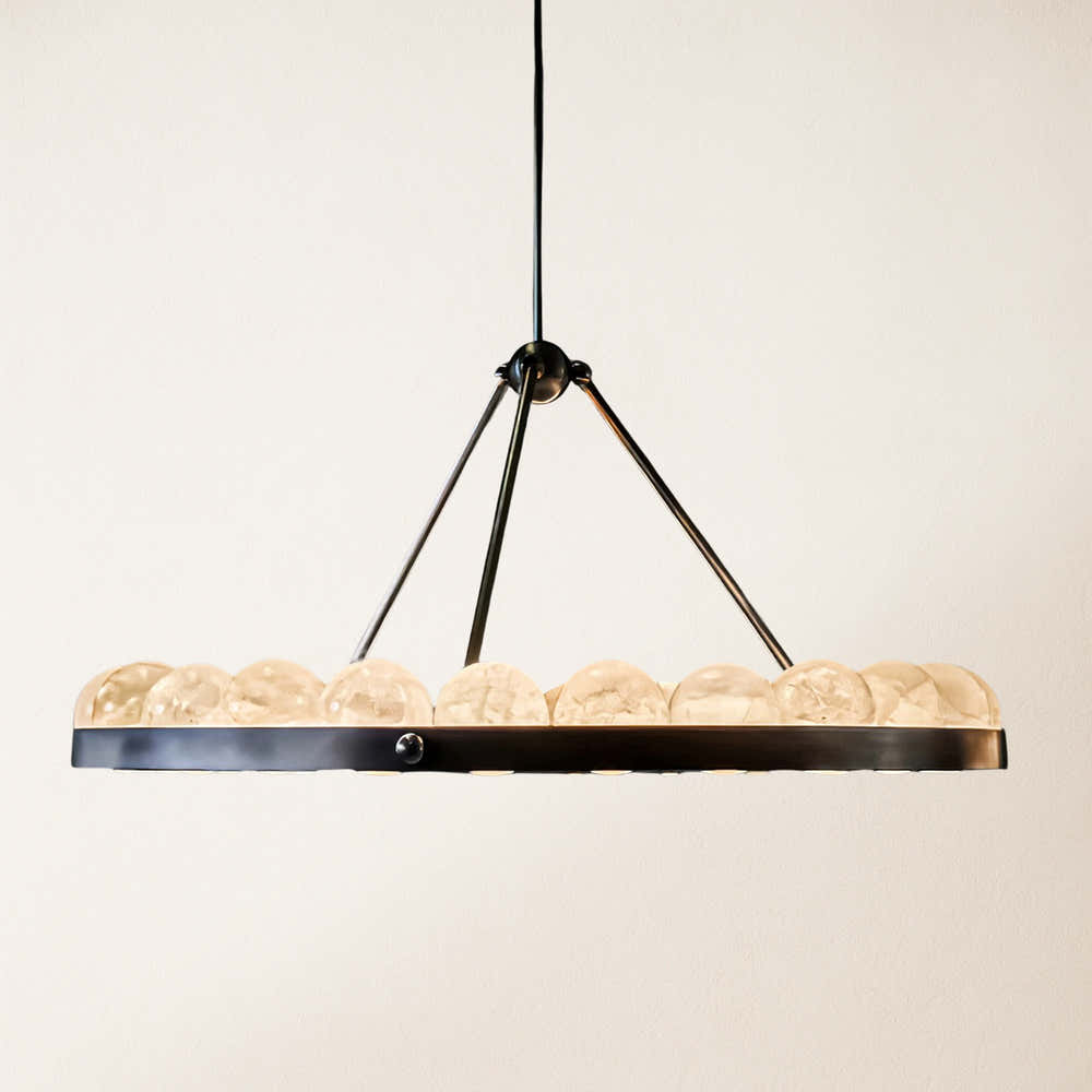 Nami Alabaster Global Suter Chandelier 46"D#Finish_Gold