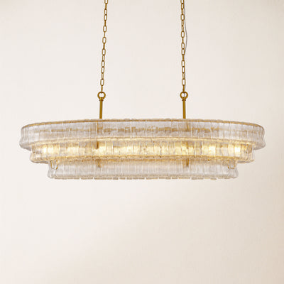 Ondalia Tiered Glass Oval Chandelier 54"W