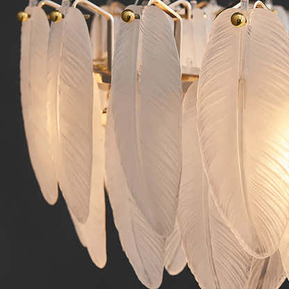 Avelis Glass Feather Linear Chandelier 80cm W