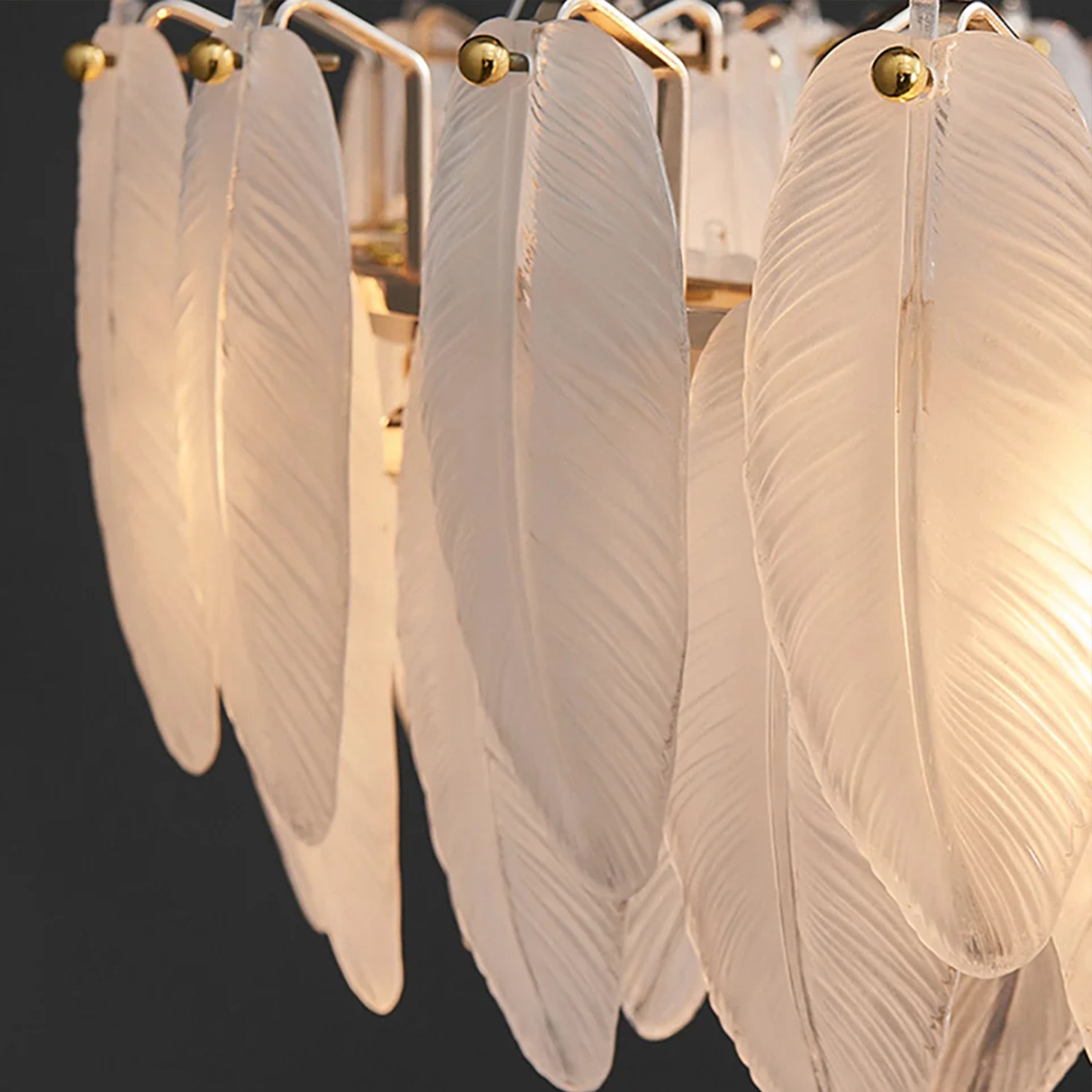 Avelis Glass Feather Linear Chandelier 80cm W