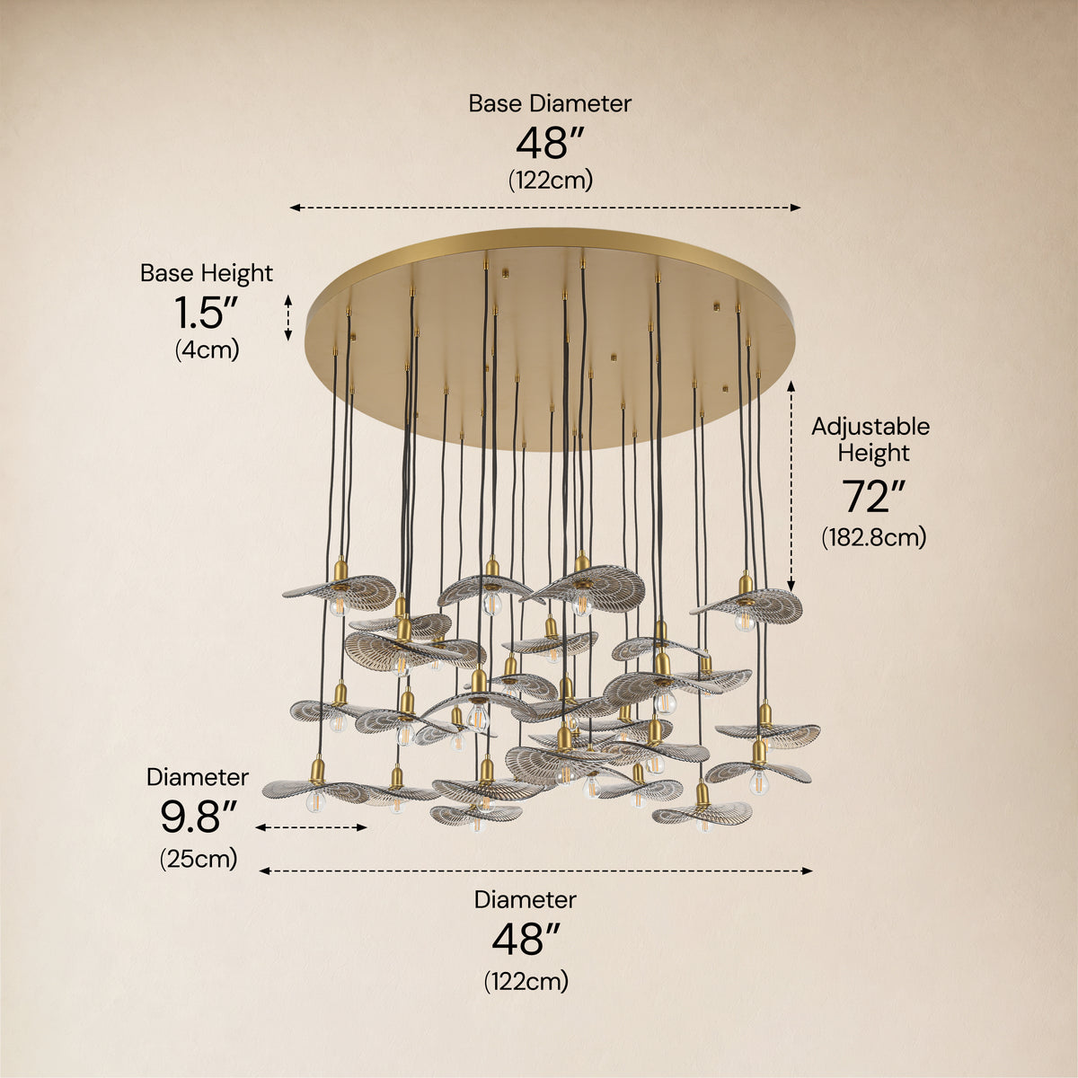 Mirelune Glass Disc Round Chandelier 48"D 