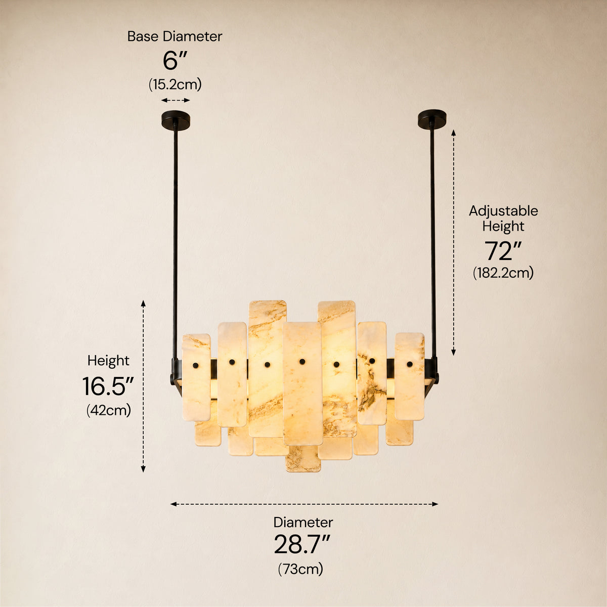 Pietra Landscape Marble Panel Chandelier 27.5"W