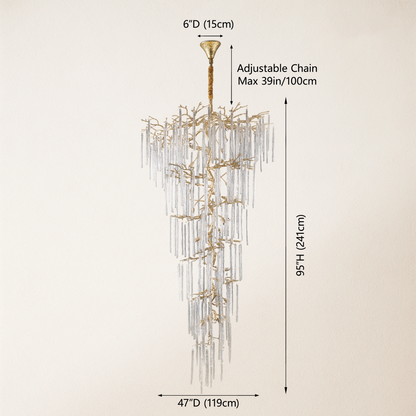Ice Strip Modern Crystal Tree Branch Staircase Chandelier 240cm