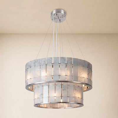 Pietra Blude Marble Two-Tier Round Chandelier 25.5"D