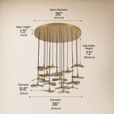 Mirelune Glass Disc Round Chandelier 36"D 