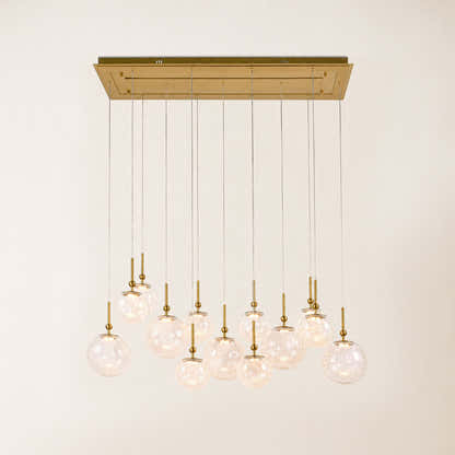 Elowen Crackled Glass Cluster Rectangular Chandelier
