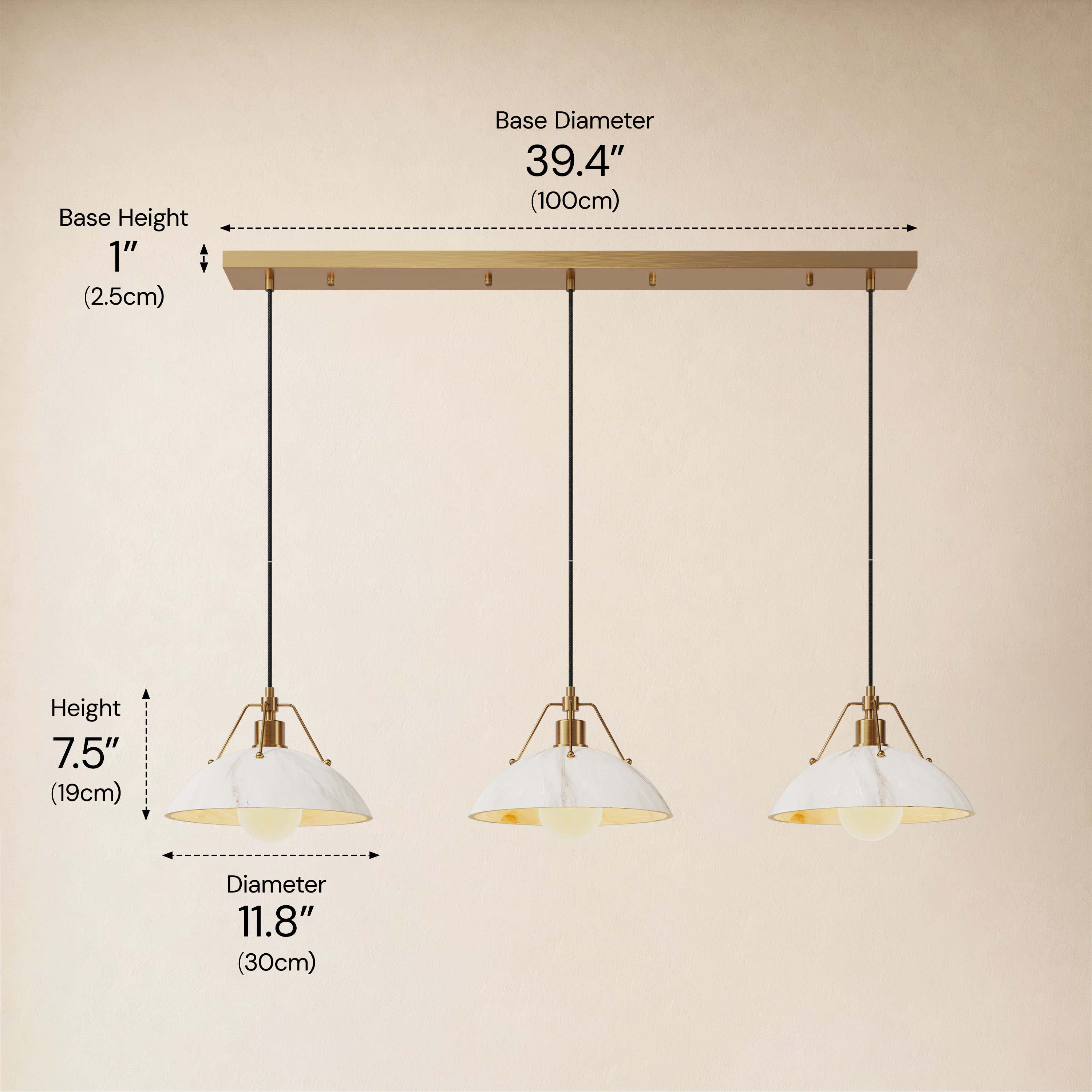 Aurevyn Resin Resin Alabaster Texture Multi-Light Linear Pendant
