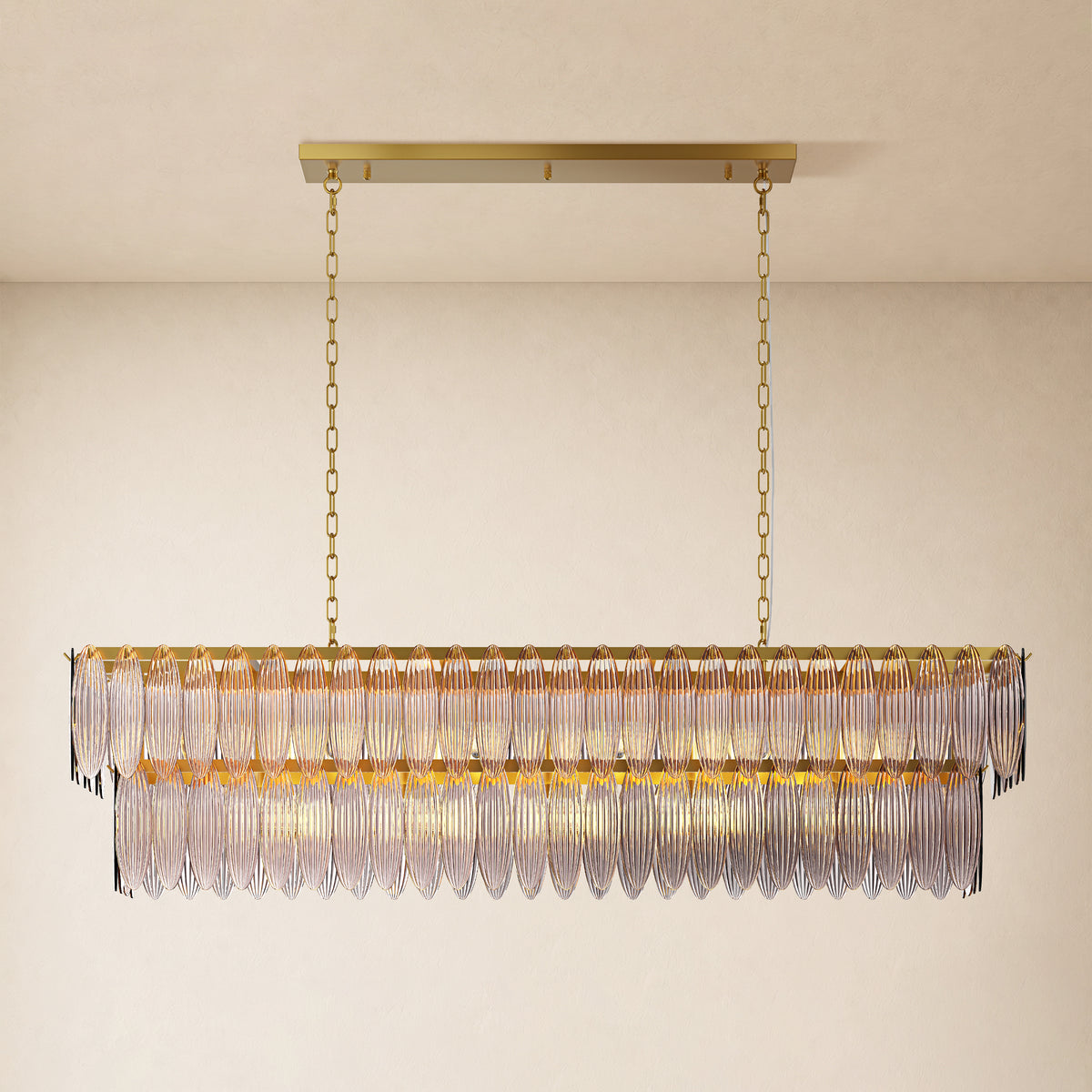 Ardelyne Crystal Leaf Linear Chandelier 48"-60"D 