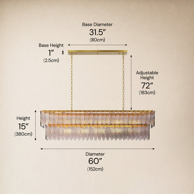 Ardelyne Crystal Leaf Linear Chandelier 48"-60"D 