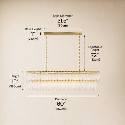 Ardelyne Crystal Leaf Linear Chandelier 48"-60"D 