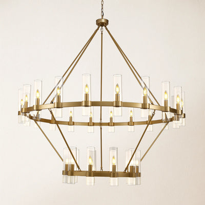 Cylora Glass Tube 2-Tier Round Chandelier 60"D