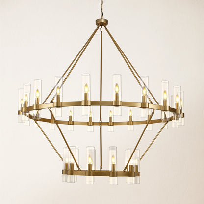 Cylora Glass Tube 2-Tier Round Chandelier 152cm