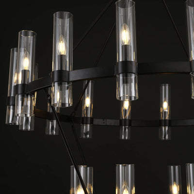 Cylora Glass Tube 2-Tier Round Chandelier 60"D