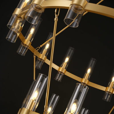 Cylora Glass Tube 2-Tier Round Chandelier 60"D