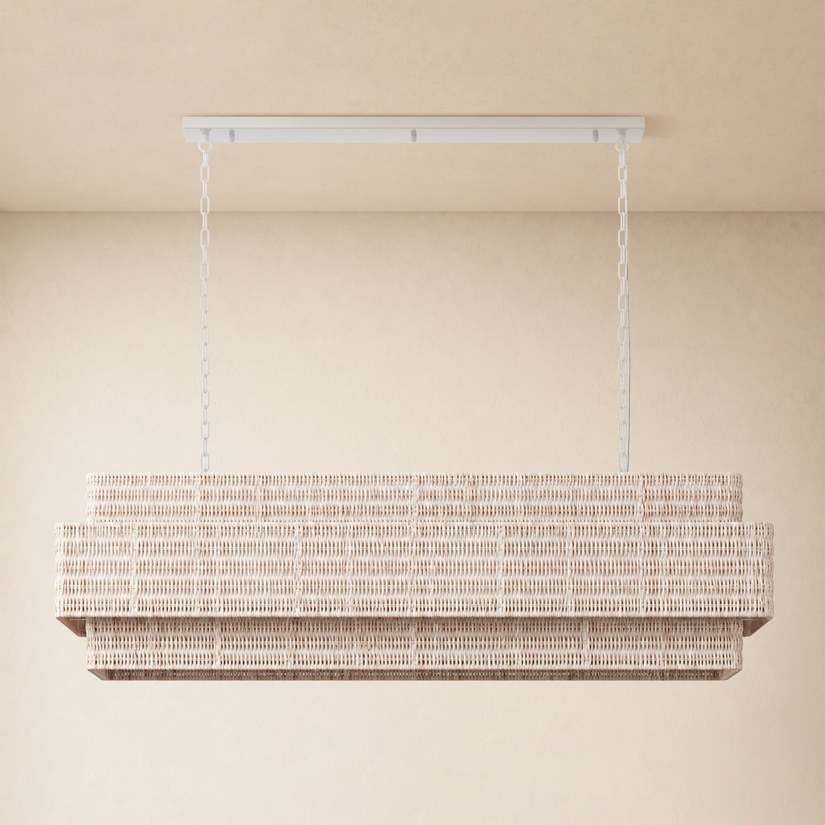 Cavana Rattan Tiered Rectangular Chandelier 60"W 