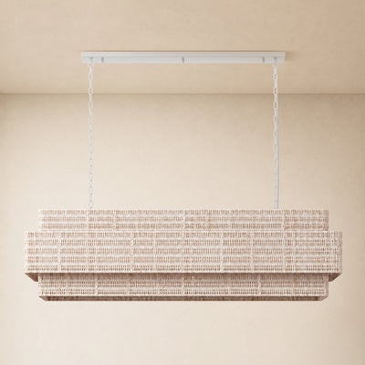 Cavana Rattan Tiered Rectangular Chandelier 60"W 
