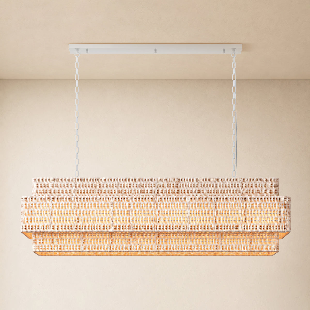 Cavana Rattan Tiered Rectangular Chandelier 60"W 