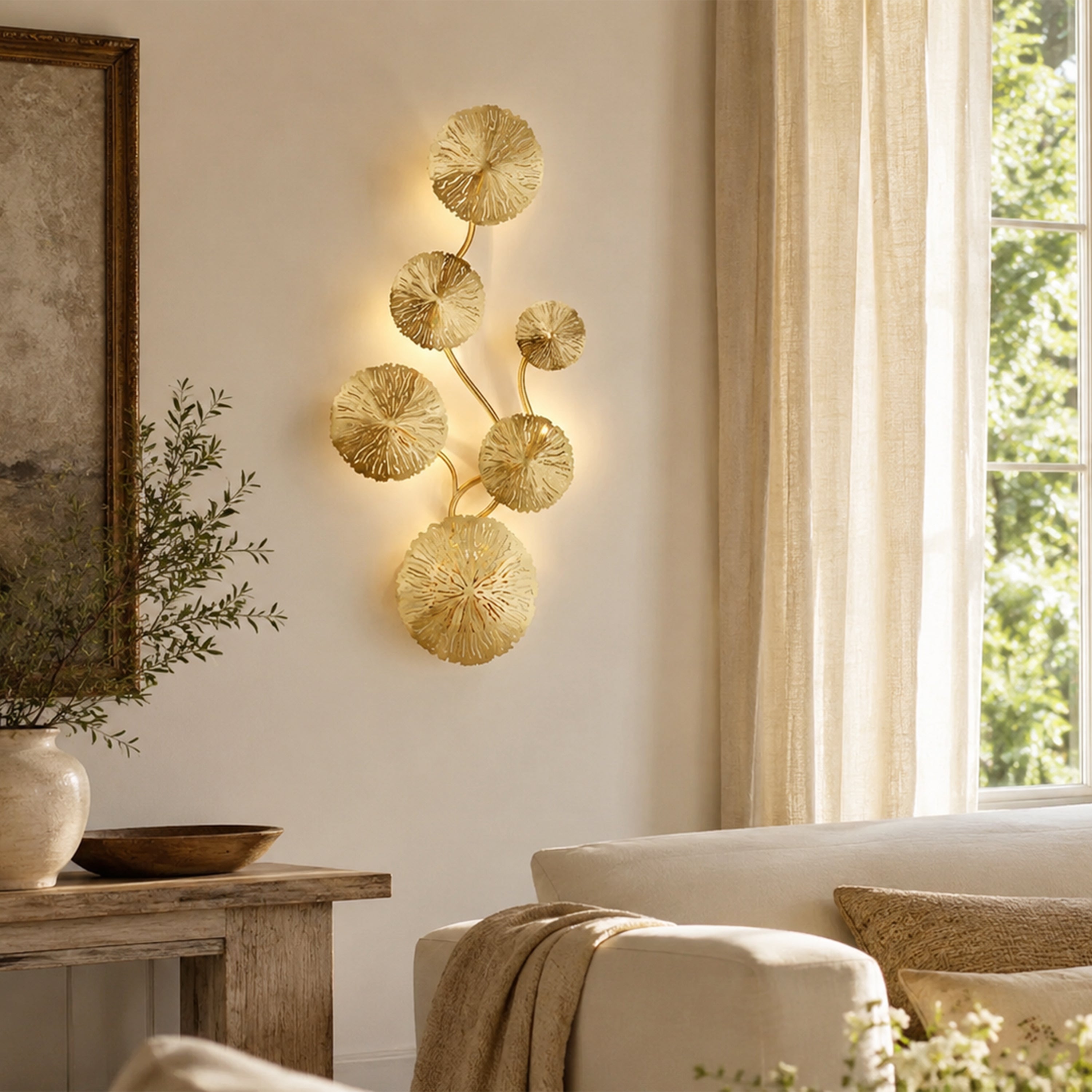 Sylira Metal Lotus Leaf Wall Sconce