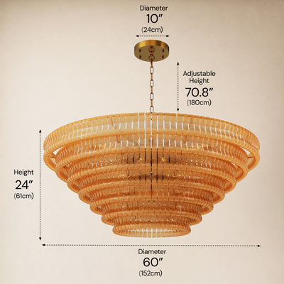 Ondalia Tiered Glass Custom Round Chandelier 48" 60"D