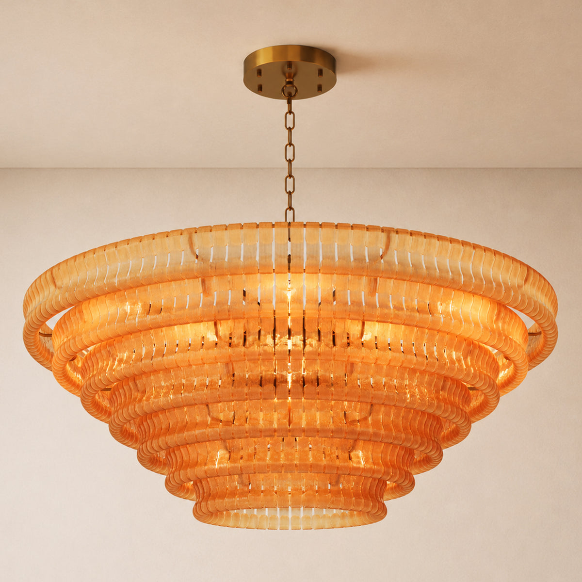 Ondalia Tiered Glass Custom Round Chandelier 48" 60"D