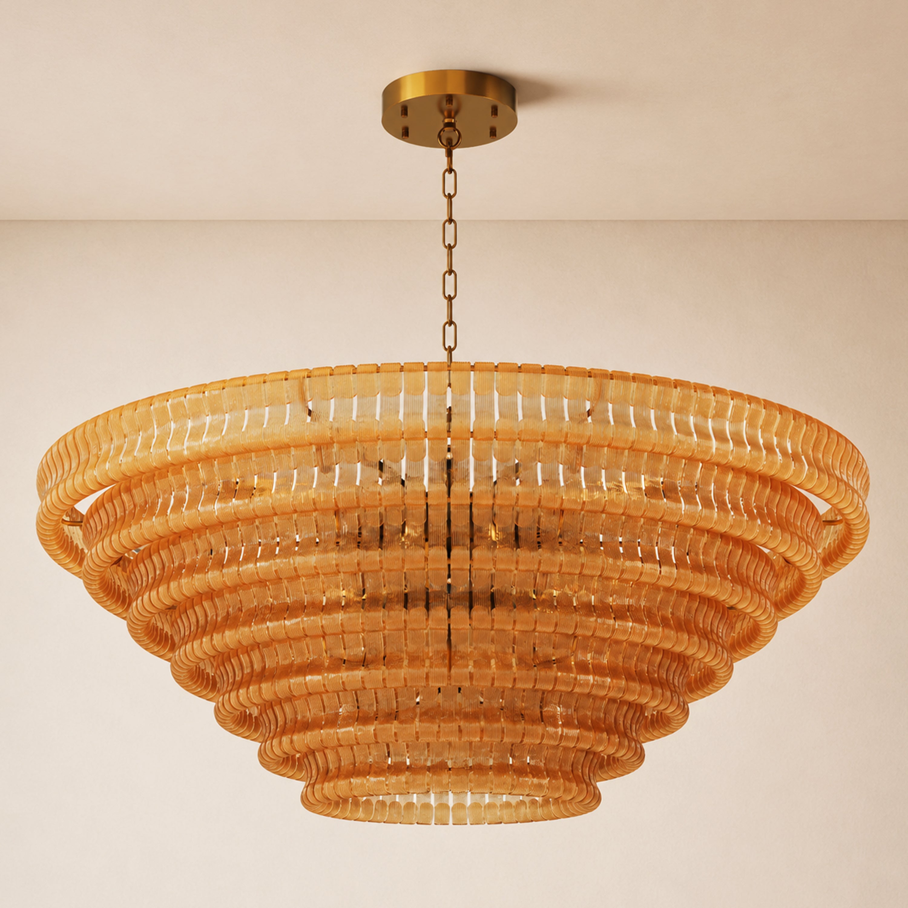 Ondalia Tiered Glass Custom Round Chandelier 48" 60"D