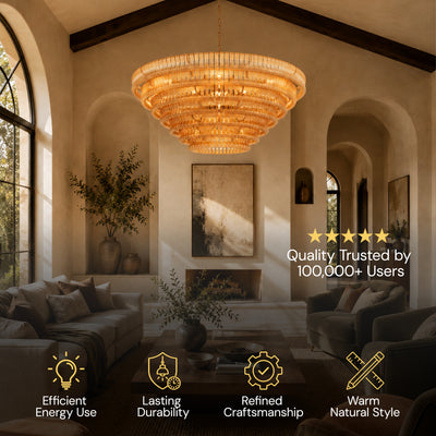 Ondalia Tiered Glass Custom Round Chandelier 48" 60"D