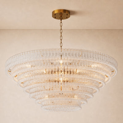 Ondalia Tiered Glass Custom Round Chandelier 48" 60"D