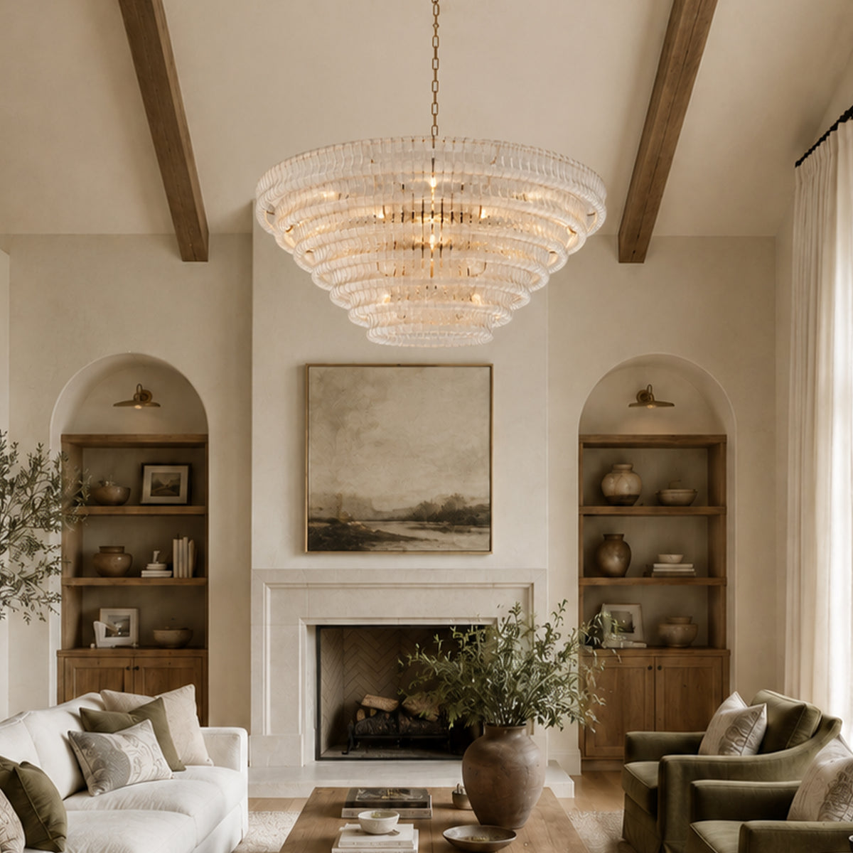 Ondalia Tiered Glass Custom Round Chandelier 48" 60"D