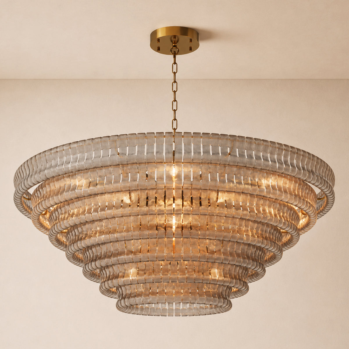 Ondalia Tiered Glass Custom Round Chandelier 48" 60"D