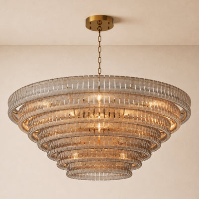 Ondalia Tiered Glass Custom Round Chandelier 48" 60"D